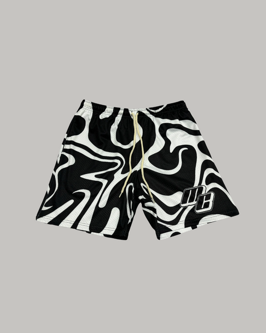 Black and White Mesh Shorts